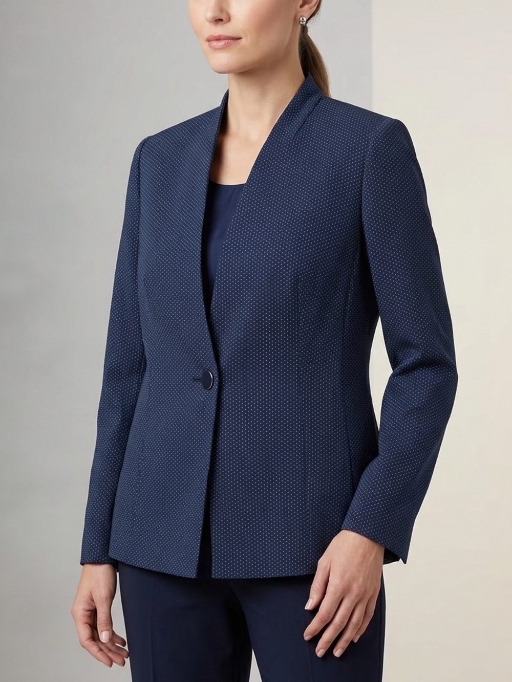 Le Suit Woman Navy Dot Blazer Size 16W NWT